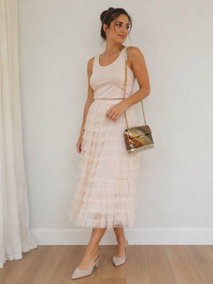 Room-Colored Skirt with Stripes used, one size