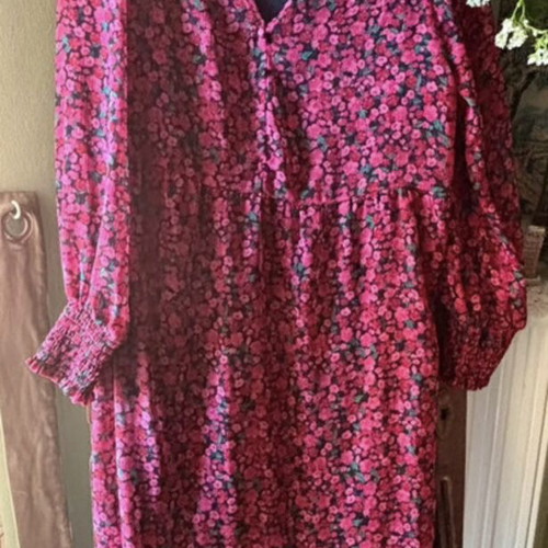 New Look pink summer dress like new, floral print, empire line