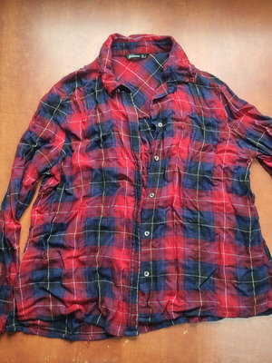 Stradivarius checked long-sleeve shirt used, blue and red, size L