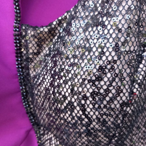 Cocktail dress new, elastic with embroidered details, size S