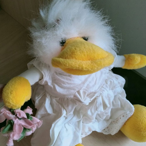 Plush duck with bouquet like new