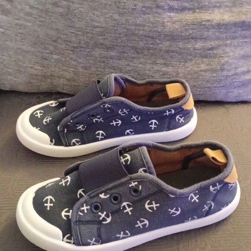 Blue canvas shoes with white anchors size 29 like new