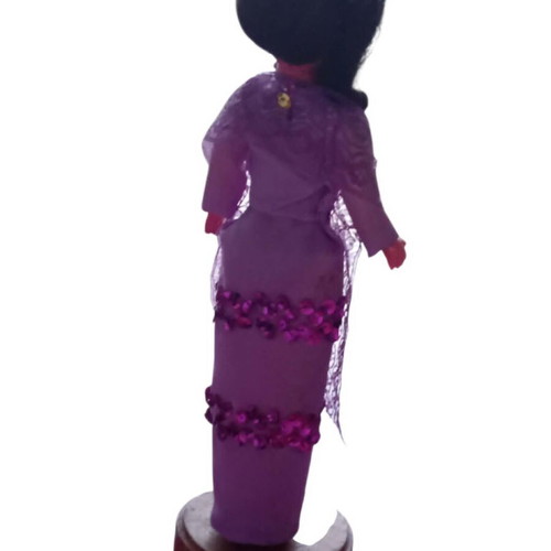 Doll with purple sequin dress used, approx. 24 cm