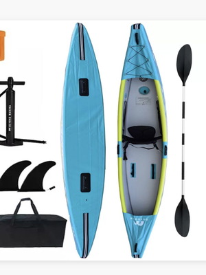 Inflatable Kayak S1 Aqua for 1 Person Blue Gray with Accessories new