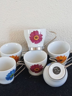 Set of 6 porcelain coffee cups with metal handles in 3 colors by taste&life