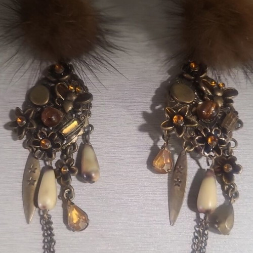 Vintage long earrings with tassel