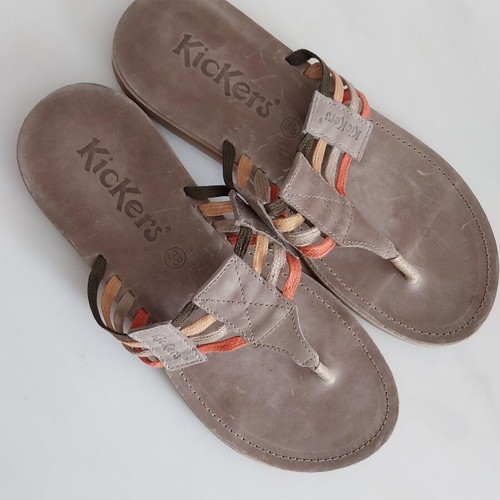 Kickers leather sandals size 38, brown