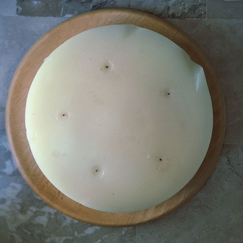 Candle log with 5 wicks used, 24x10cm
