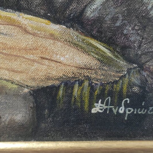 V. Andriotou Signed Embossed Painting Like New
