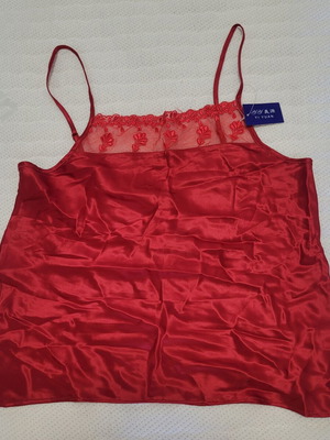 Silk red top new, size small