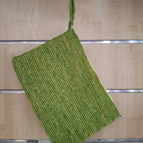 Clutch handmade crochet from natural fibers, new, green