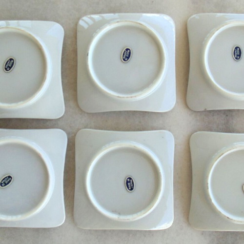 Vintage porcelain souvenir set of 6 plates with Caribbean dancers, made in Japan