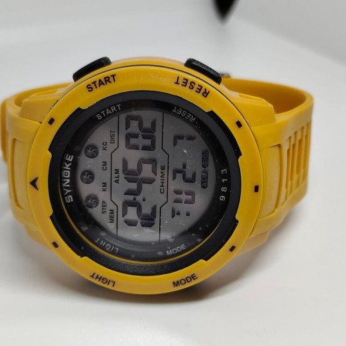 Synoke digital sports watch with yellow strap new