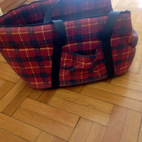 Dog carrier bag used, cotton with zipper