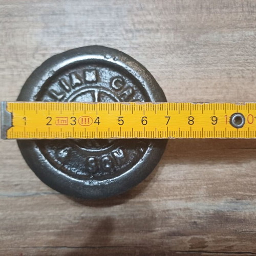 Weight used, vintage cast iron half oka by William Cross & Son