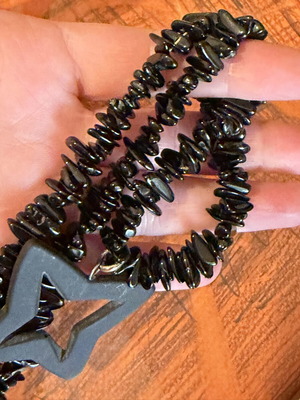 Vintage Necklace with Black Semi-Precious Stone