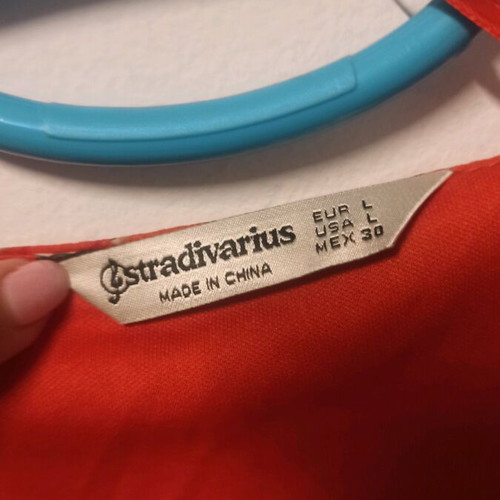 Stradivarius printed dress size L like new, colorful orange
