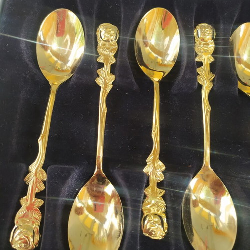 Gold-Plated Dessert Spoons Set of 6 Like New