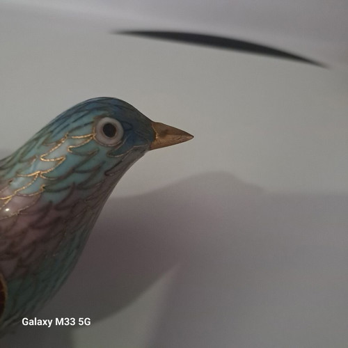 Vintage cloisonné decorative bird figurine