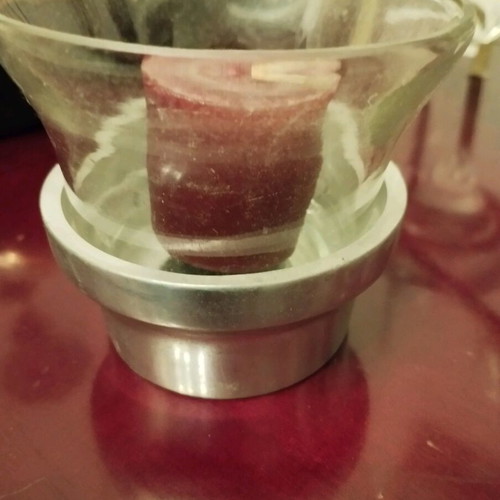 Glass decorative item like new for candle or tealight with stainless base