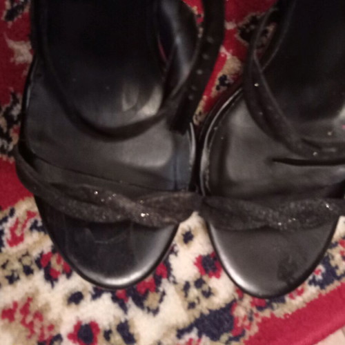Women's black sandals like new with silver rhinestones, size 37