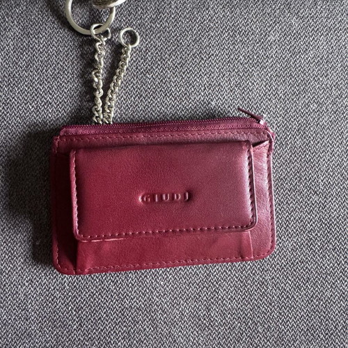 Giudi leather wallet with chain, burgundy