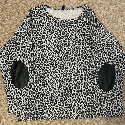 Mango leopard blouse used, size L, black and white