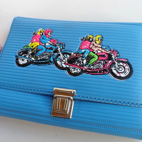 Greek-made school folder pencil cases, 1980s, two colors