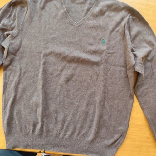 Ralph Lauren cotton men's knitted sweater, grey brown, size L