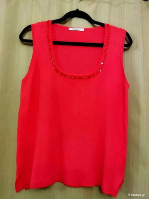 Large Glenfield coral summer sleeveless blouse like new, 70% viscose
