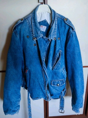 Винтидж дънково яке L&M употребявано, размер 46 EU, късо мото яке с колан