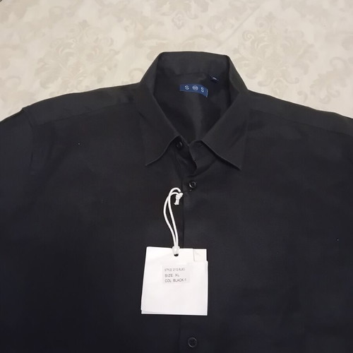 Linen men's shirt, black, XL