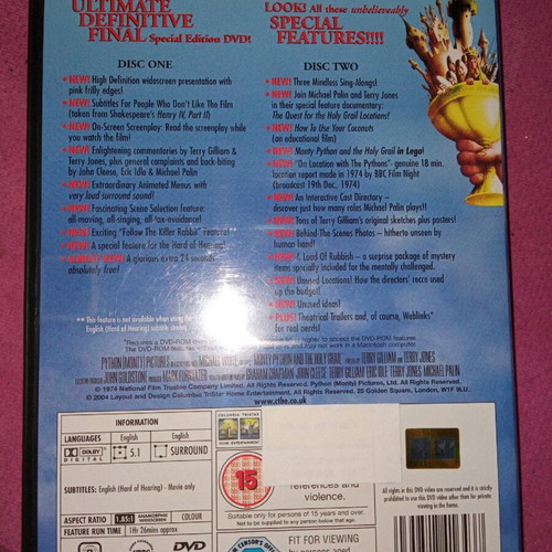 Monty Python and the Holy Grail DVD like new, 2-disc, English subtitles