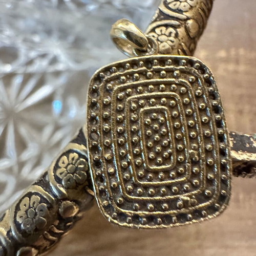 Pendant amulet 925 silver two-tone with zircon like new