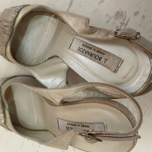 J Bournazos gold sandals like new, 10cm heels, size 37