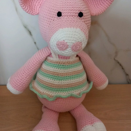 Amigurumi pig large new, handmade knitted doll