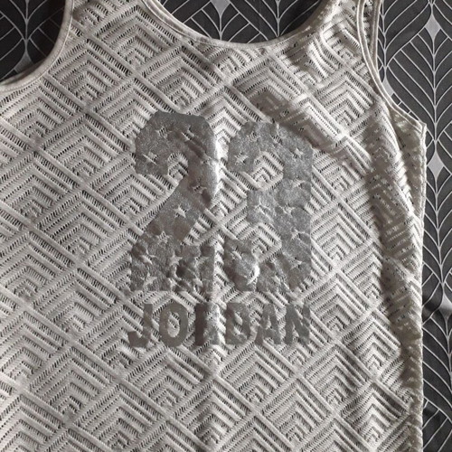 Fringed white top with print, new