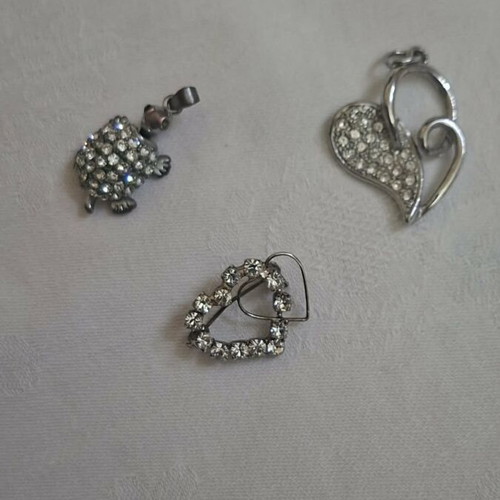 Vintage jewelry set of 4 with geometric ring and 3 rhinestone items