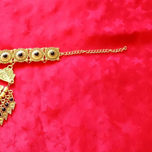 Boho vintage necklace A.L.E. new, gold with black stones