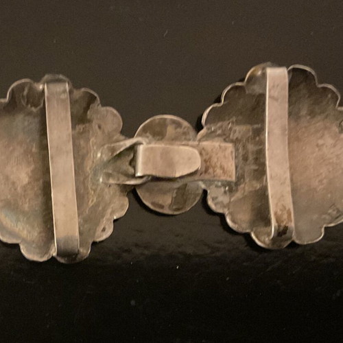 Silver buckle from the Caucasus used with niello decoration and stamps