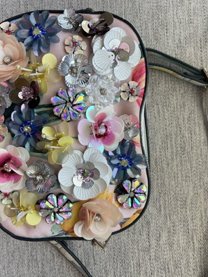 Aldo Floral Crossbody Bag Like New, Colorful 3D Embellished Flowers