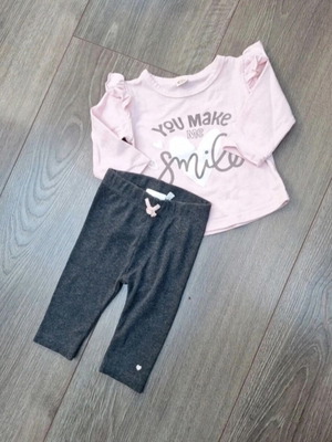 Baby set size 56/62 with pink top and Feetje leggings