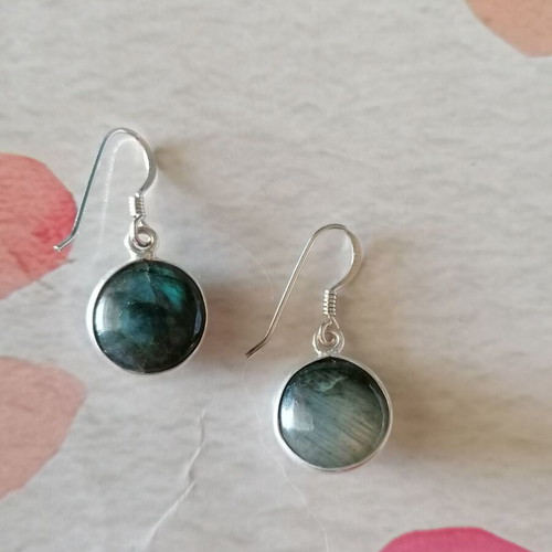 Silver 925 Earrings with Natural Labradorite New