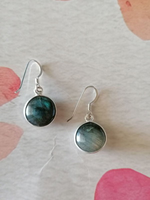 Silver 925 Earrings with Natural Labradorite New