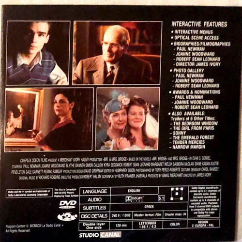 Mr. and Mrs. Bridge DVD movie like new, subtitles