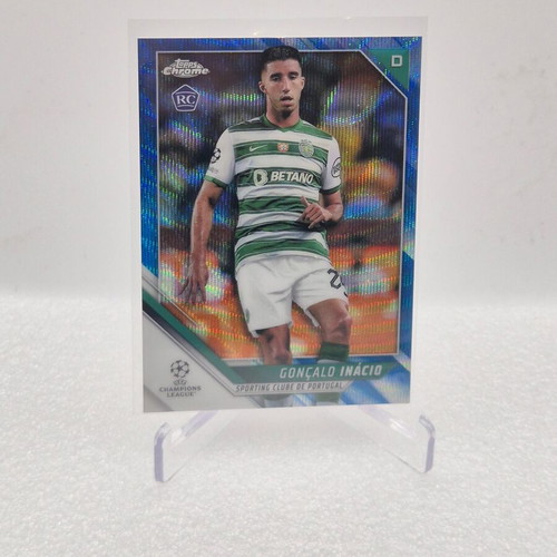 2021 Topps Chrome UEFA Champions League Blue Wave Goncalo Inacio #128 Rookie RC used