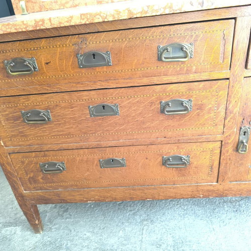 Interwar Lavomano wooden buffet with marble top used