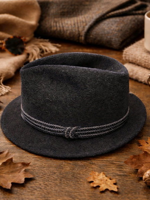 Fedora hat like new, black gray with premium texture, size 57