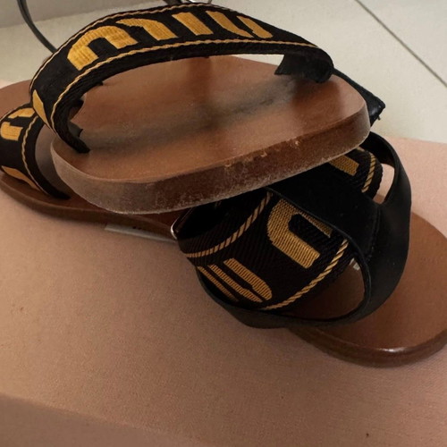 Miu Miu logo jacquard sandals used, black, size 38.5
