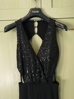 Sequin evening jumpsuit black like new